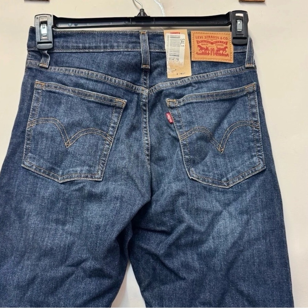 Levis Womens 27 From The Block Dark Blue Raw Hem Wedgie Skinny Jeans NWT - Picture 3 of 6